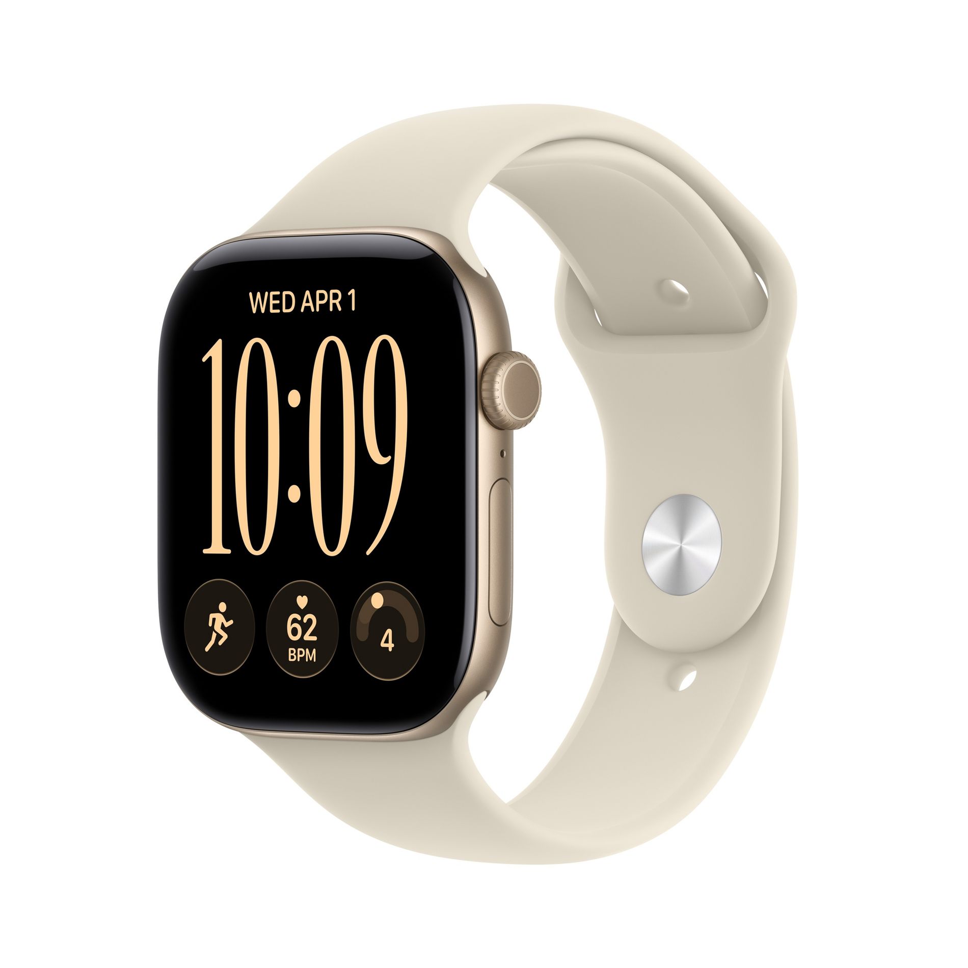 Apple Watch Series 12 GPS 46mm Light Gold Aluminum Case with Sand Sport Band - S/M