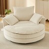 Corduroy Swivel Barrel Chair with Deep Dual-Layer Cushion,Swivel Round Chair with 3 Pillows,Swivel Accent Chair for Living Room or Office-Koiai - 2 of 4