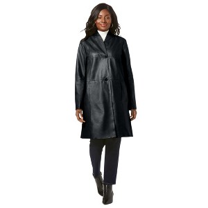 Jessica London Women's Plus Size Leather Swing Coat - 1 of 4