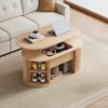 Mid-Century Lift-Top Coffee Table with Fluted Details & Hidden Storage, Sliding Tambour Door - 3 of 4
