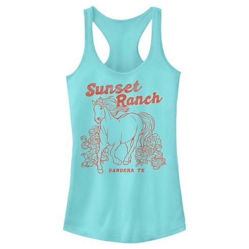 Juniors Womens Lost Gods Distressed Sunset Ranch Racerback Tank Top ...