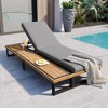JUJABU Outdoor Chaise Lounge Chair with 5-Position Adjustable Backrest,  Cushion and Wood Side Table - 3 of 4