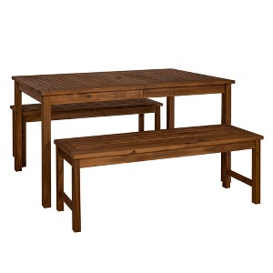 3pc Acacia Wood Simple Patio Dining Set - Saracina Home - 1 of 4