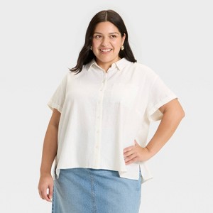 Women's Short Sleeve Button-Down Shirt - Ava & Viv™ - 1 of 3