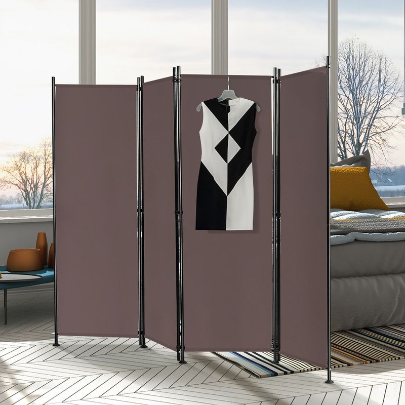 Costway 4-Panel Room Divider Folding Privacy Screen w/Steel Frame Decoration Brown, 2 of 11
