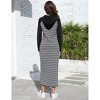 Women Stripe Pocket Knee Length Slim Casual Pullover Hoodie Maxi Dress Long Sleeve Drawstring Sweatshirt Dresses - 2 of 4