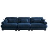 Aukfa Blue Velvet Large  Sofa with Bolster Armrests, Waist & Throw Pillows – Modern Couch for Living Room, Bedroom or Office - 3 of 4