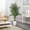 Nearly Natural 5.5-ft Golden Cane Artificial Palm Tree in White Metal Planter - 4 of 4