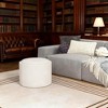 ACEPANO 22 in. W Round Linen Fabric Ottoman with Flip-Top Tray & Storage Space-Cream White - 2 of 4