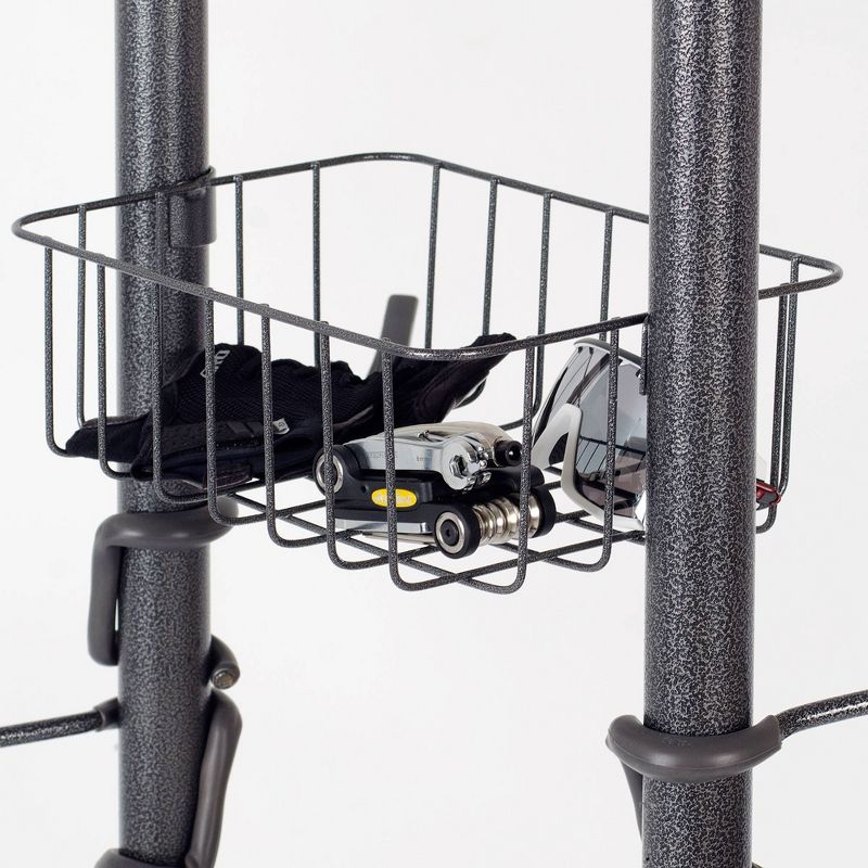 Delta Design Cycle Four Bike Free-Standing Storage Rack with Basket - Black, 4 of 10
