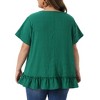 Women's Plus Size Crew Neck Short Sleeve Layered Hem Casual Summer Flowy Blouse - Agnes Orinda 4X Green - 2 of 4