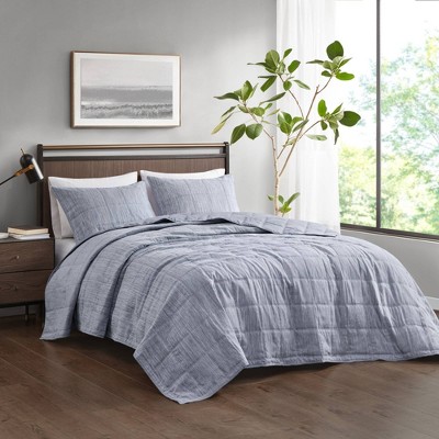 Beautyrest 3pc Guthrie Striated Cationic Dyed Oversized Coverlet Set