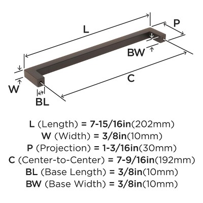 Monument Oil Rubbed Bronze 7-9/16 inch Cabinet Pull
