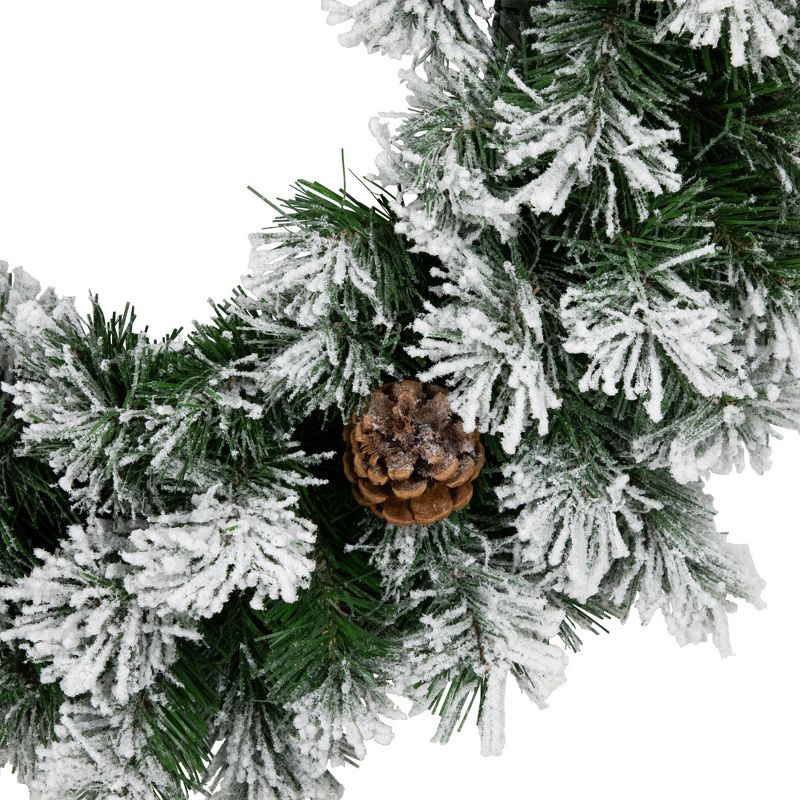Northlight 36" Unlit Flocked Angel Pine with Pine Cones Artificial Christmas Wreath, 6 of 10