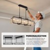 Siljoy RectangleCrystal Chandelier, 39.3 Inch 6 Lights Water Ripple Glass Pendant Light Fixture for Dining Room Kitchen Island Living Room - 3 of 4
