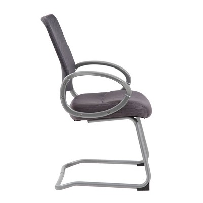 Charcoal Gray High Back Mesh Guest Chair with Pewter Metal Base