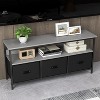 55" Rustic Modern TV Stand with 3 Fabric Drawers, Dresser Style Entertainment Center for Living Room, Bedroom - 2 of 4
