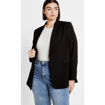 Women's Plus Size Belted Yasmine Jacket - black | CITY CHIC