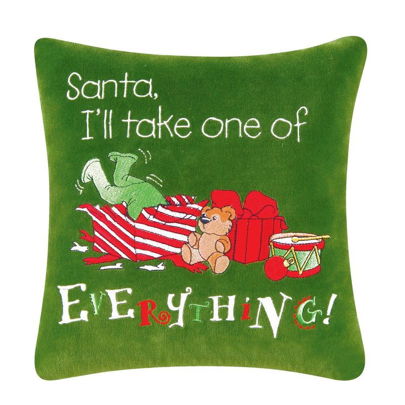 C&F Home 10" x 10" Everything Embroidered Pillow, 1 of 2