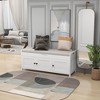 CAVINAS Modern Shoe Bench with 3 Shutter-shaped Doors & Removable Cushion,Rectangular Storage Bench for Entryway,Living Room - 2 of 4