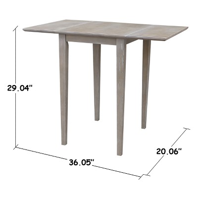 Elegant Washed Gray Taupe Solid Wood Extendable Dropleaf Dining Table