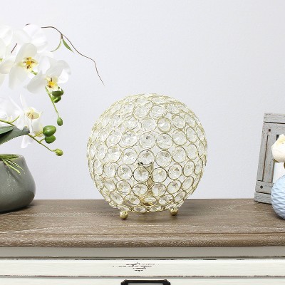 8" Elipse Medium Contemporary Metal Crystal Round Orb Table Lamp - Lalia Home