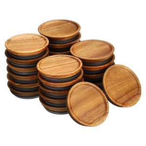 Unique Bargains Wooden Wide Mouth Mason Jar Lids with Airtight Silicone Seal 24 Pcs - 1 of 4