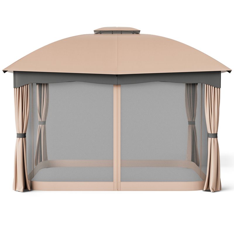 Tangkula Patio 12'x 10'Canopy Heavy Duty Steel Gazebo Double Vented Outdoor Brown, 1 of 9