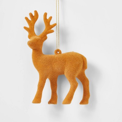 Flocked Deer Christmas Tree Ornament Yellow - Wondershop™