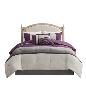 Gracie Mills Kimberly 7-Piece Contemporary Microsuede Comforter Set - 1 of 4