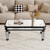Lyngins Mirrored Coffee Table with Vintage Carvings, Rectangle Glass Tea Table with Mirrored Finish, Modern Center Table for Living Room and Office - 3 of 4
