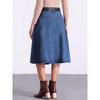 Allegra K Women's Denim Pleated High Waist A-Line Pockets Classic Midi Skirt with Belt - 4 of 4