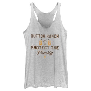 Women's Yellowstone Dutton Ranch 86 Protect the Family Racerback Tank Top - 1 of 4