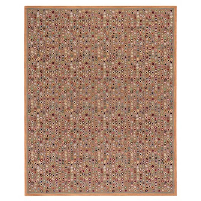 Handmade Ivory and Multicolor Geometric Wool Area Rug