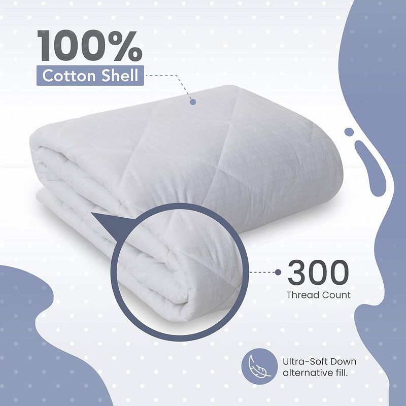 Cotton Sateen Luxury Mattress Pad - Soft & Comfortable  Alternative Down Filling - 300 Thread Count, 5 of 9