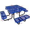 Square Outdoor Steel Picnic Table 46" blue, with umbrella pole - 4 of 4