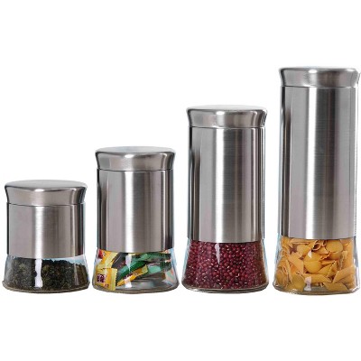 Home Basics Essence Collection 4 Piece Stainless Steel Canister Set