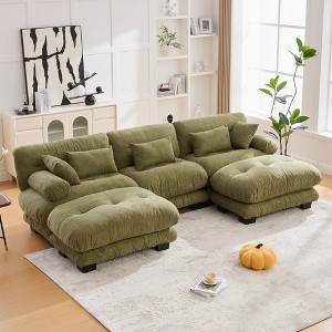 MOONMISS Pelletized velvet U Shape Cloud Couch with 2 Ottomans,3 Seater Comfy Sofa with Bolster Armrest Pillows,sofa for Living Room - 1 of 4