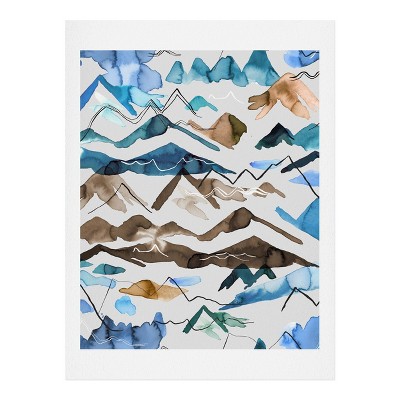  8" x 10" Ninola Design Western Landscape Watercolor Unframed Wall Art Blue - Deny Designs 