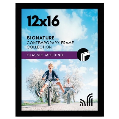 Americanflat 12x16 Picture Frame with Shatter-Resistant Glass - Gallery Style Frame with Engineered Wood - Signature Collection - Black