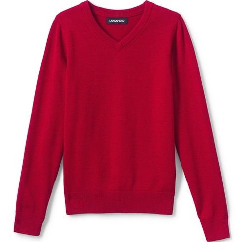 Lands' End School Uniform Boys Cotton Modal Fine Gauge V-neck Sweater ...