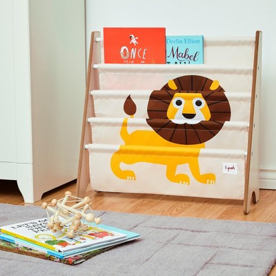 Lion Print Kids Gray Polyester Book Rack