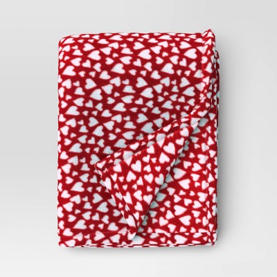 Image of Recycled Poly Printed Paper Cut Hearts Plush Throw Pink/Red - Room Essentials™