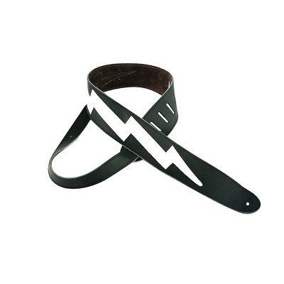 Perri's 2.5" Italian Leather Guitar Strap With Lightning Bolt