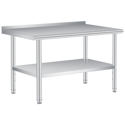 Stainless Steel Prep Table, 24 x 72 Inch Commercial Kitchen Prep & Work Table with Adjustable Under Shelf & Backplash, Heavy Duty Metal Workbench