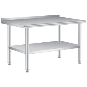 Stainless Steel Prep Table, 24 x 72 Inch Commercial Kitchen Prep & Work Table with Adjustable Under Shelf & Backplash, Heavy Duty Metal Workbench - 1 of 4