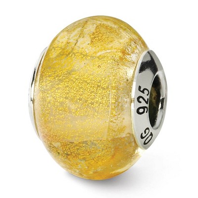 Black Bow Jewelry Sterling Silver, Yellow Murano Glass Bead Charm