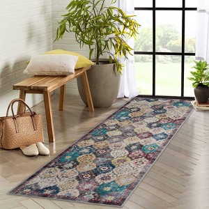 Area Rug Floral Washable Living Room Non-Slip Low-Pile Rugs Kitchen Rugs - 1 of 4