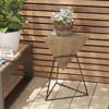 JIONJOY Contemporary Triangle Side Table with Wood Top & Metal Base - 2 of 4