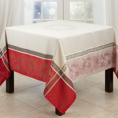 Saro Lifestyle Tablecloth With Jacquard Christmas Design, Red, 72